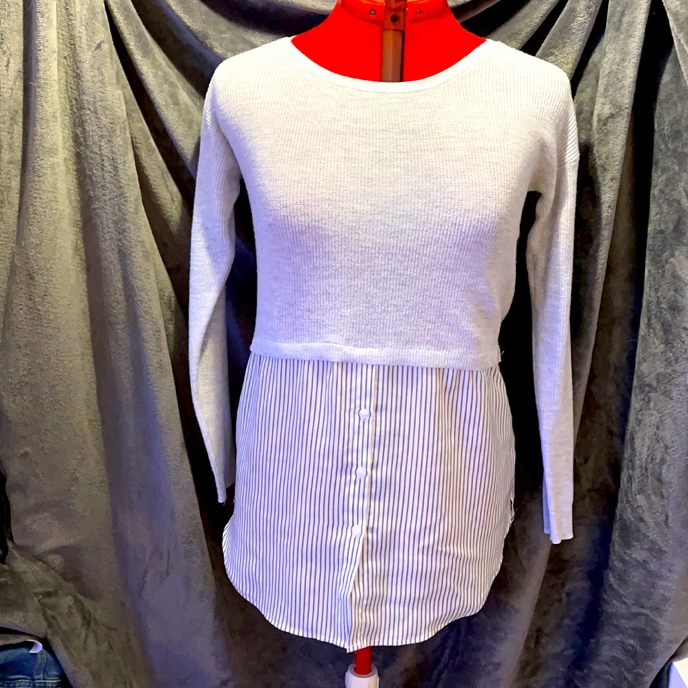 Sweater with Faux Button-up
